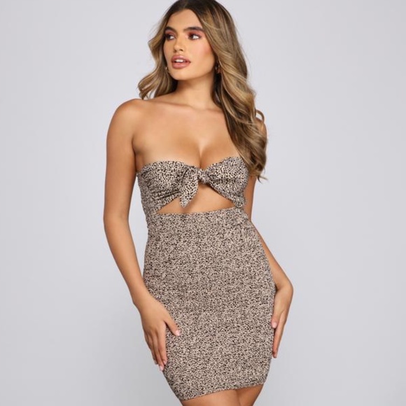 LEOPARD PRINT MINI DRESS - Picture 2 of 4